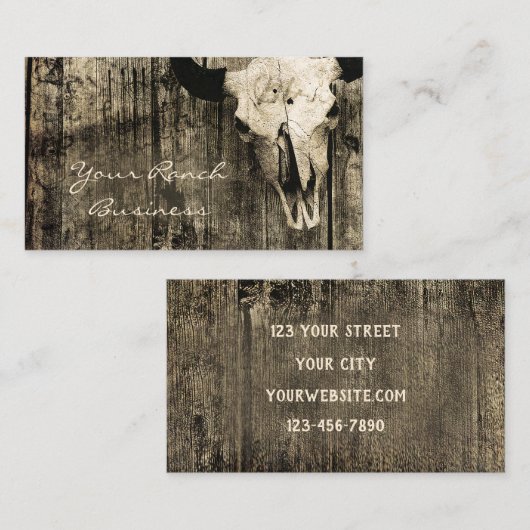 Rustige Westerne bull Skull Brown Barn Visitekaartje (Voorkant / Achterkant)