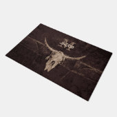 Rustige Westerne bull Skull Brown Beige Monogram Deurmat (Schuin)