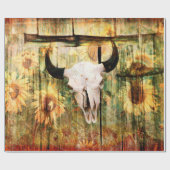 Rustige Westerne bull Skull Country Sunflower Cadeaupapier (Vlak)
