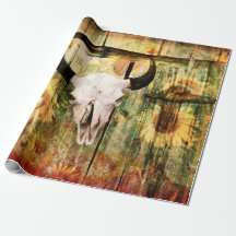 Rustige Westerne bull Skull Country Sunflower