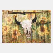 Rustige Westerne bull Skull Country Sunflower Inpakpapier Vel (Voorkant)