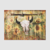 Rustige Westerne bull Skull Country Sunflower Tissuepapier (Voorkant)