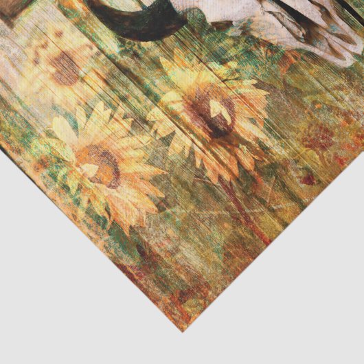 Rustige Westerne bull Skull Country Sunflower Tissuepapier (Detail)