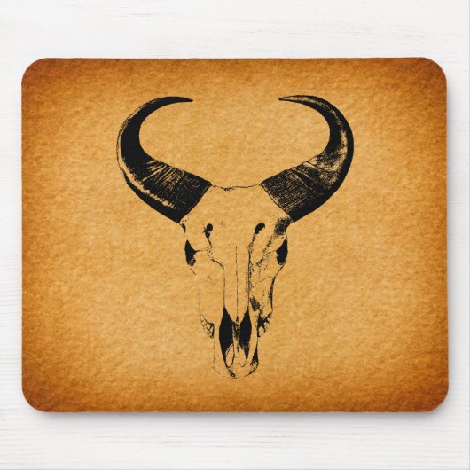 Rustige Westerne Bull Skull Mousepad Muismat (Voorkant)