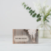Rustige Westerne Bull Skull Schets Kunst Visitekaartje (Staand voorkant)