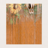 Rustige Westerne Bull Skull Sunflower Houtextuur Visitekaartje (Binnenkant ongevouwen)
