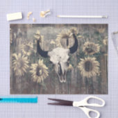 Rustige Westerne Bull Skull Textuur Zonnebloemen Tissuepapier (Craft)