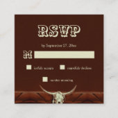 Rustige Westerne bull Skull Wedding RSVP Informatiekaartje (Voorkant)