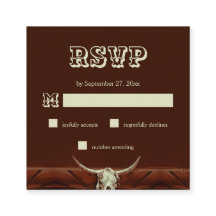 Rustige Westerne bull Skull Wedding RSVP