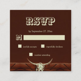 Rustige Westerne bull Skull Wedding RSVP Informatiekaartje