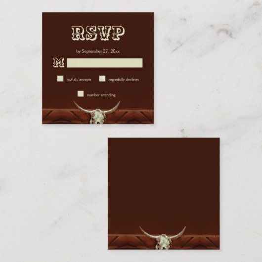 Rustige Westerne bull Skull Wedding RSVP Informatiekaartje (Voorkant / Achterkant)