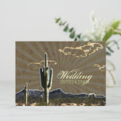 Rustige westerne cactus bruiloft kaart (Staand voorkant)