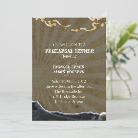 Rustige westerne cactus bruiloft repetitie diner kaart (Staand voorkant)