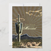 Rustige westerne cactus bruiloft repetitie diner kaart (Achterkant)