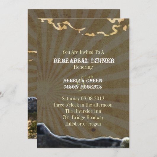 Rustige westerne cactus bruiloft repetitie diner kaart (Voorkant / Achterkant)