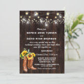 Rustige Westerne Cowboy Boots Sunflower Wedding Kaart (Staand voorkant)