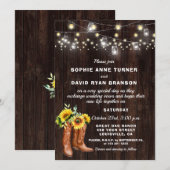 Rustige Westerne Cowboy Boots Sunflower Wedding Kaart (Voorkant / Achterkant)