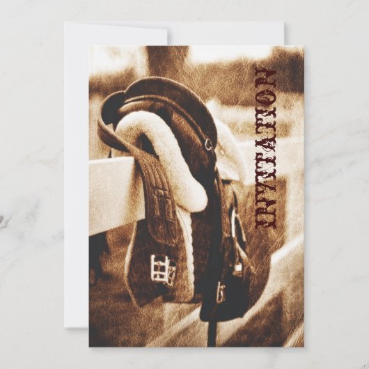 Rustige westerne cowboypaardenzadelzadelbruiloft kaart (Voorkant)