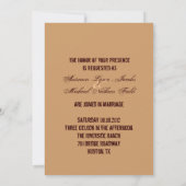 Rustige westerne cowboypaardenzadelzadelbruiloft kaart (Achterkant)