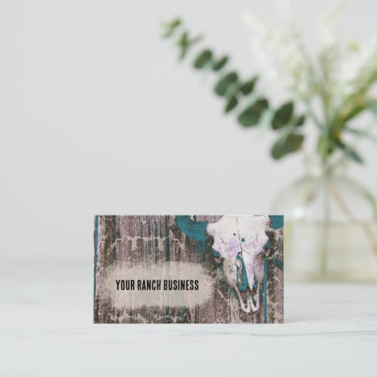 Rustige Westerne, donkere, Blauwgroen bruine textu Visitekaartje (Staand voorkant)