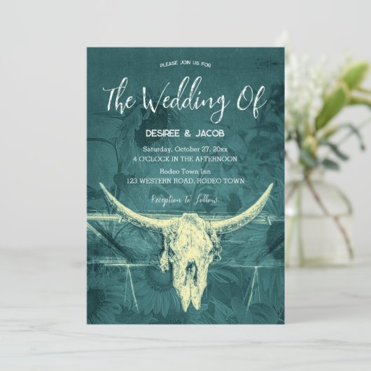 Rustige Westerne Donkere Blauwgroen zonnebloemen B Kaart (Staand voorkant)