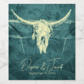 Rustige Westerne Donkere Blauwgroen zonnebloemen B Wijn Etiket (Enkel label)