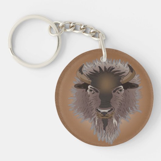 Rustige Westerne gipsplaten Bison Sleutelhanger (Voorkant)