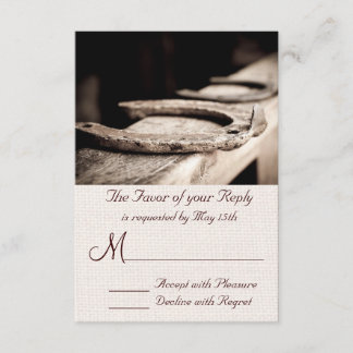 Rustige Westerne Hoof Hoefijzer Wedding RSVP-kaart RSVP Kaartje