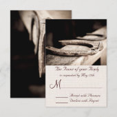 Rustige Westerne Hoof Hoefijzer Wedding RSVP-kaart RSVP Kaartje (Voorkant / Achterkant)