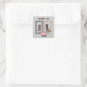 Rustige westerne landcowboybruiloft vierkante sticker (Tas)