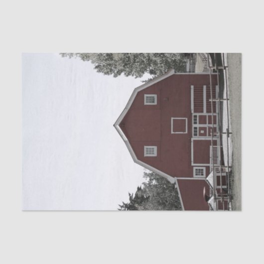 Rustige westerne landelijke boerderij rode schuur tissuepapier (Voorkant)