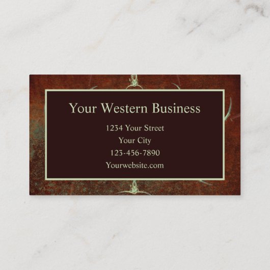 Rustige Westerne Monogram Bruin Bull Skull Visitekaartje (Achterkant)