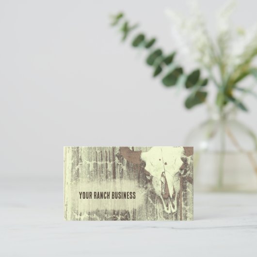 Rustige Westerne oude stijl Bull Skull Visitekaartje (Staand voorkant)