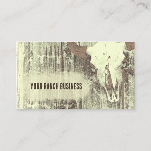 Rustige Westerne oude stijl Bull Skull Visitekaartje (Voorkant)