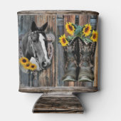 Rustige Westerne paarden Cowboylaarzen Zonnebloeme Blikjeskoeler (Achterkant)