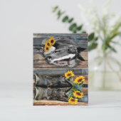 Rustige Westerne paarden Cowboylaarzen Zonnebloeme Briefkaart (Staand voorkant)