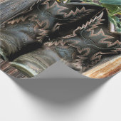 Rustige Westerne paarden Cowboylaarzen Zonnebloeme Cadeaupapier (Hoek)