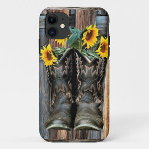 Rustige Westerne paarden Cowboylaarzen Zonnebloeme Case-Mate iPhone Case
