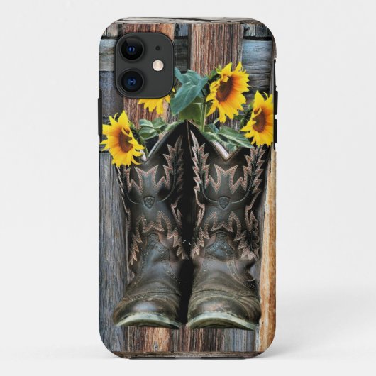 Rustige Westerne paarden Cowboylaarzen Zonnebloeme Case-Mate iPhone Case (Achterkant)