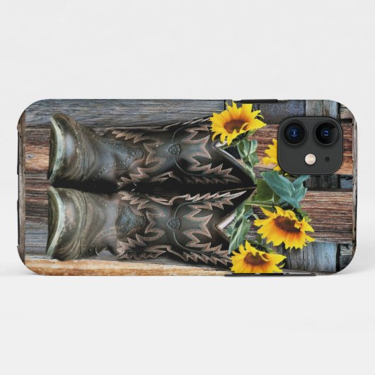 Rustige Westerne paarden Cowboylaarzen Zonnebloeme Case-Mate iPhone Case (Achterkant (horizontaal))