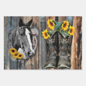 Rustige Westerne paarden Cowboylaarzen Zonnebloeme Inpakpapier Vel (Voorkant 2)