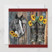 Rustige Westerne paarden Cowboylaarzen Zonnebloeme Kaart (Voorkant)