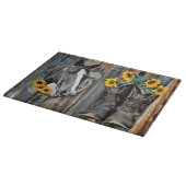 Rustige Westerne paarden Cowboylaarzen Zonnebloeme Snijplank (Hoek)
