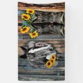 Rustige Westerne paarden Cowboylaarzen Zonnebloeme Spandoek (Verticaal)