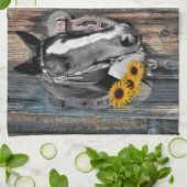 Rustige Westerne paarden Cowboylaarzen Zonnebloeme Theedoek (Gevouwen)