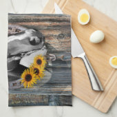 Rustige Westerne paarden Cowboylaarzen Zonnebloeme Theedoek (Quarter Fold)