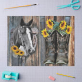 Rustige Westerne paarden Cowboylaarzen Zonnebloeme Tissuepapier (Craft)