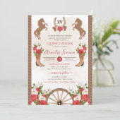 Rustige Westerne Rode Flor Cowgirl Charra Quincean Kaart (Staand voorkant)