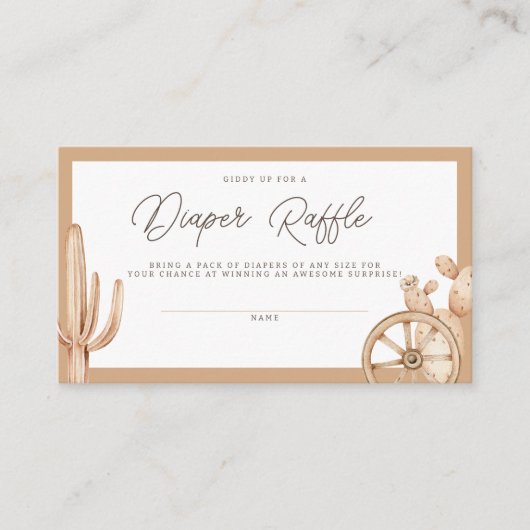Rustige Westerne Rodeo Baby shower Diaper Raffle Informatiekaartje (Voorkant)