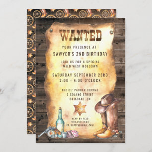 Rustige Westerne Rodeo Cowboy Birthday Party Kaart